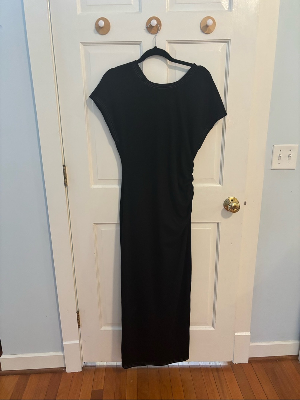 MELLODAY Black Maxi Dress with Side Ruching
